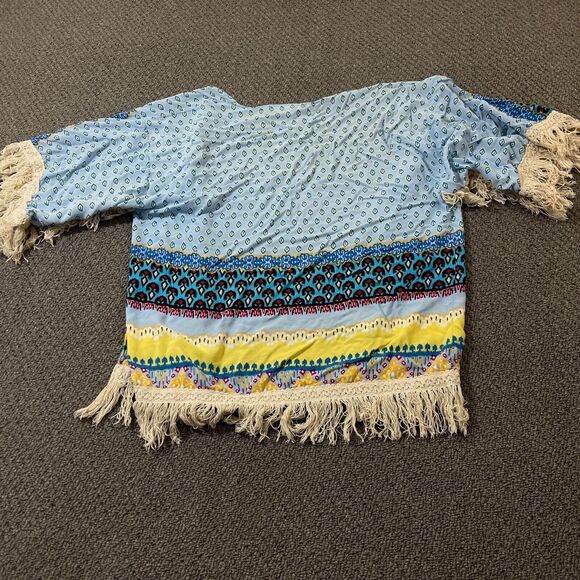 Highness Shirt Womens One Size Regular Short Sleeve Open Front Hippie Boho - Picture 4 of 9